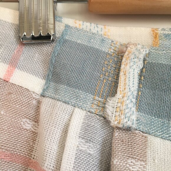 Vintage Pastel Pink & Sage Green Pocket Pleated Button Up Made in Canada Skirt - Picture 7 of 16